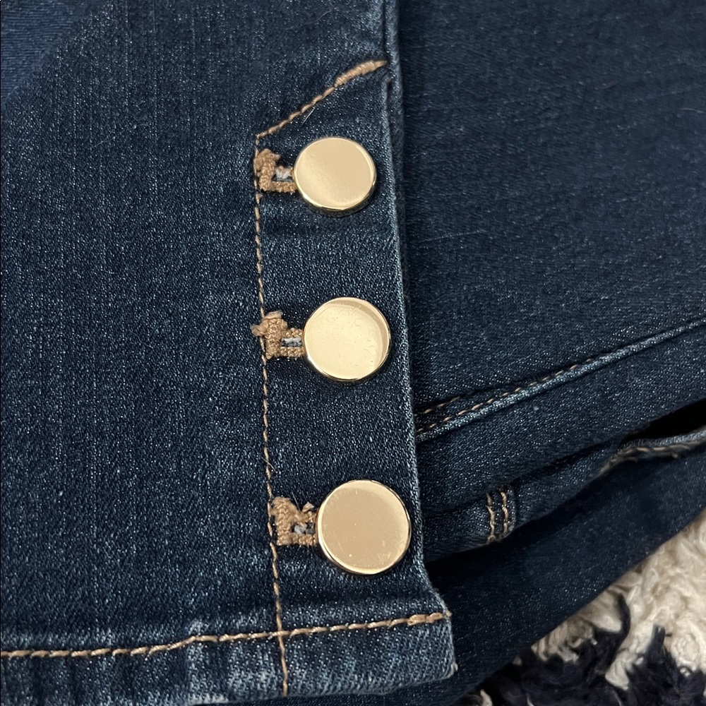White House Black Market Dark Indigo Cropped Button-Hem Jeans - Picture 6 of 6